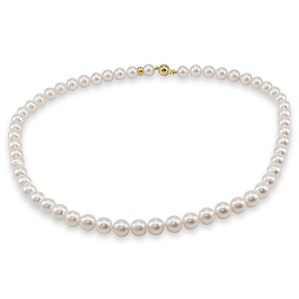 Perlekjede med Akoya perler 7-7,5 mm, lås i 18 kt gull - 22450-04
